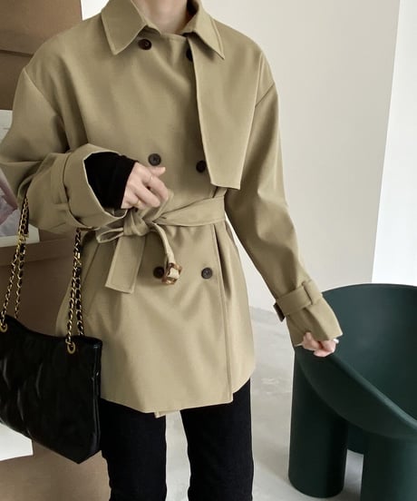 back button short trench coat/2color