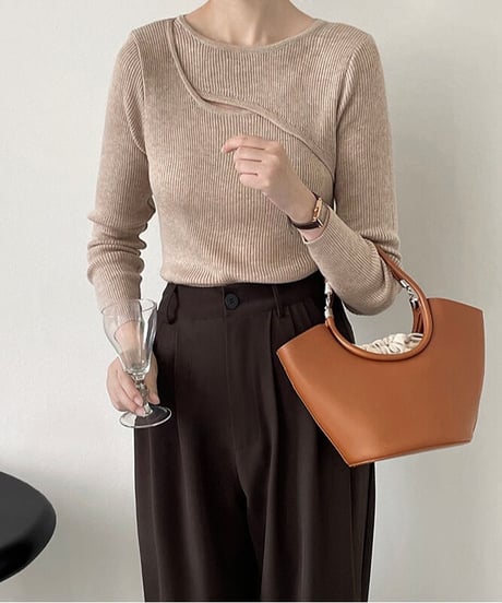 asymmetry rib knit/4color