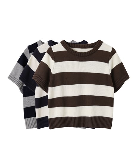 border knit tee/3color