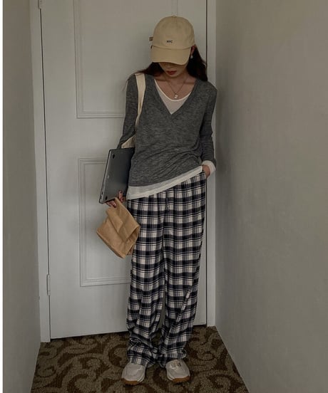 [OUTLET]V neck layered long-T/3color(ネコポス)
