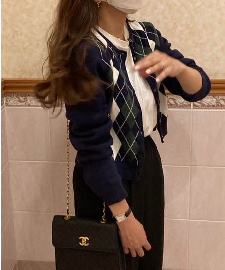 argyle short cardigan