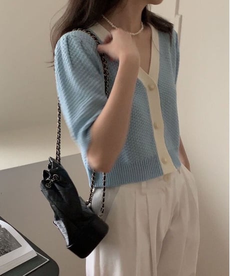 double color summer cardigan(half sleeve)/2color