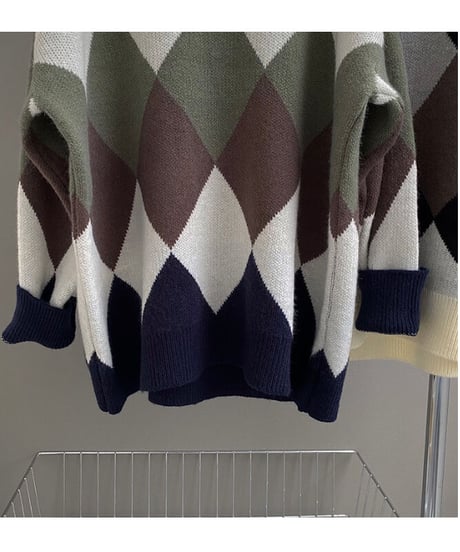 big diamond pattern knit/3color