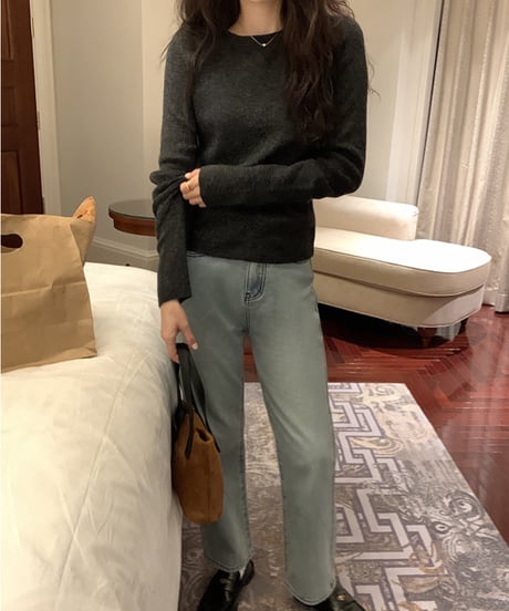 basic rib knit long-T/3color