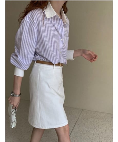 bi-color stripe shirt/2color