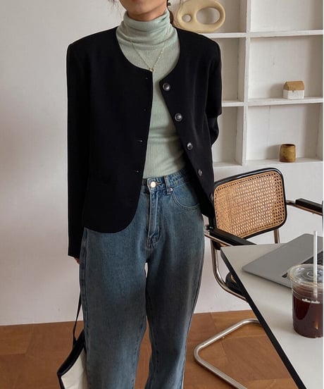 no collar button jacket/3color