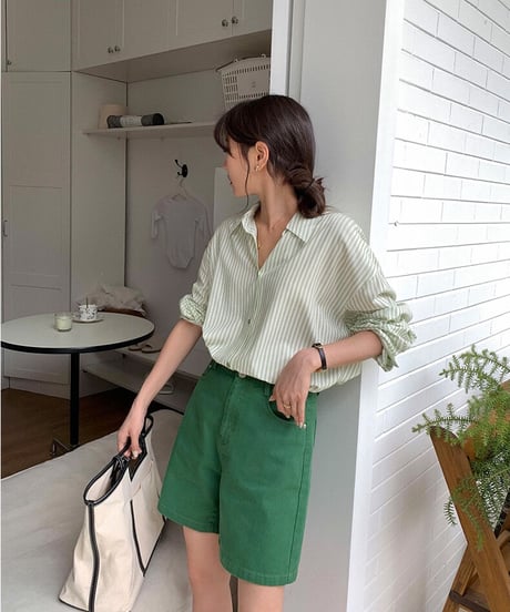 stripe over shirt/3color