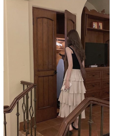 tiered long skirt/3color