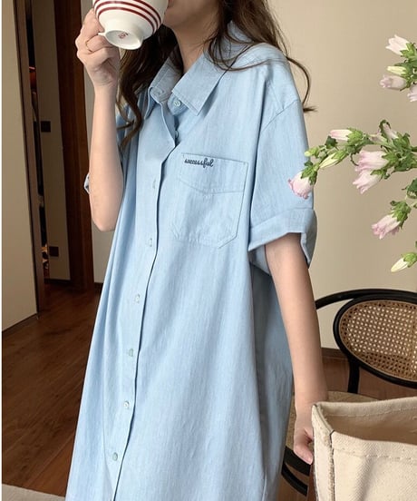 light denim shirt OP(half sleeve)