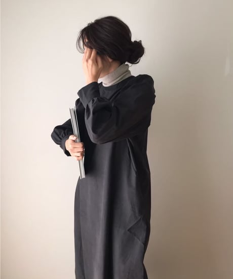 2way puff sleeve long dress/3color