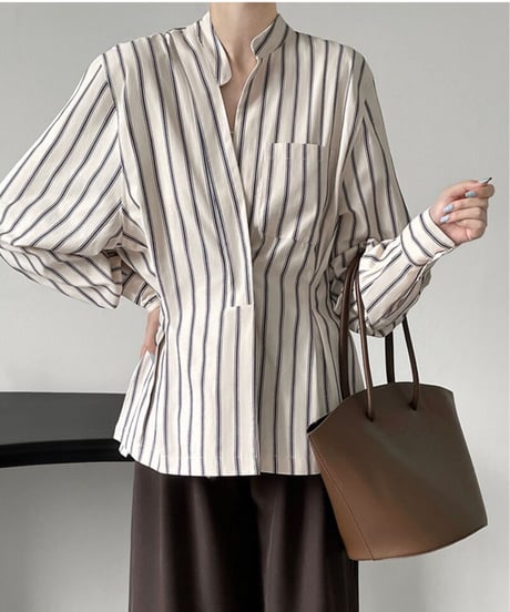 waist shape stripe shirt