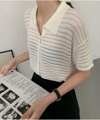 sheer border shirt/2color