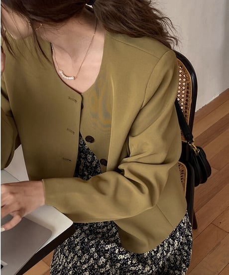 no collar button jacket/3color