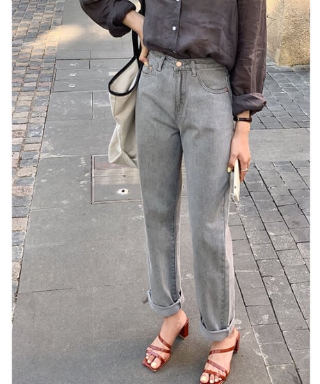 [OUTLET]gray straight denim