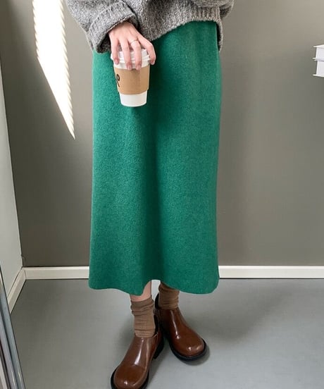 knit long skirt/4color