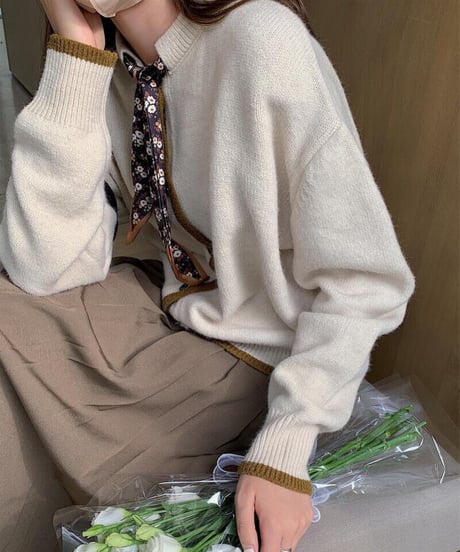 [OUTLET]scarf knit cardigan/3color