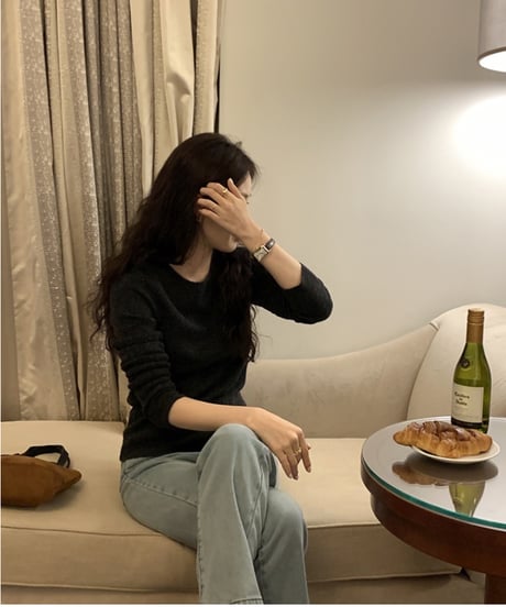 basic rib knit long-T/3color