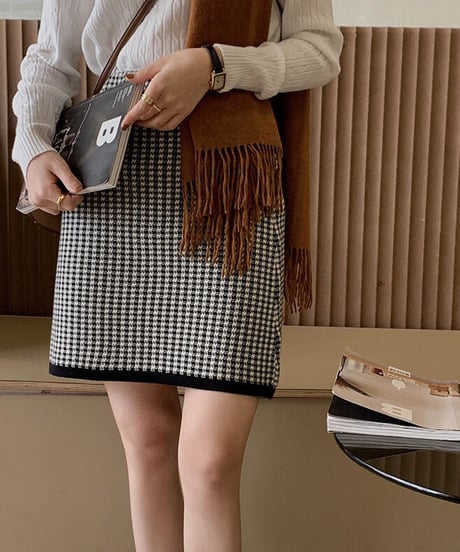 knit short skirt/2color