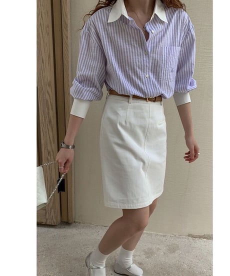 bi-color stripe shirt/2color