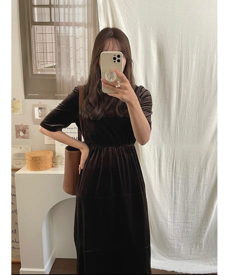 velour half sleeve dress/2color