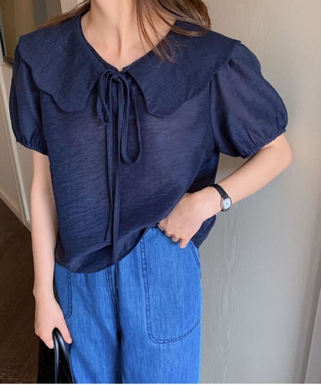 design collar ribbon blouse/3color