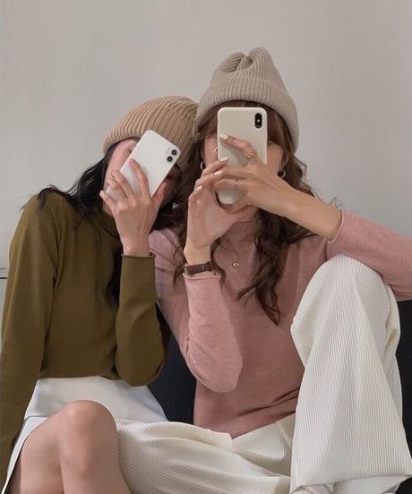mock neck color knit/11color