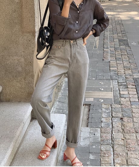 [OUTLET]gray straight denim