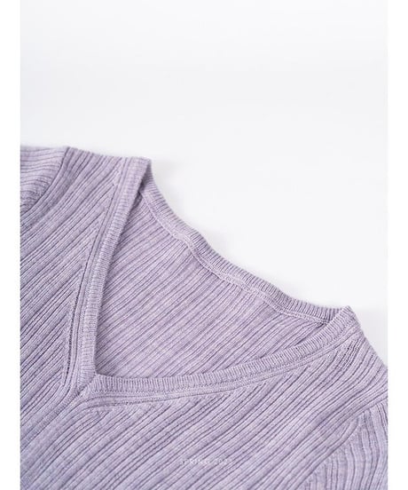 V neck knit long-T/4color(ネコポス)