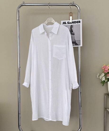 sheer stripe long shirt