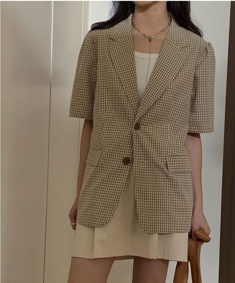 check tailored jacket/2color