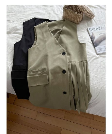 asymmetry vest one-piece/2color