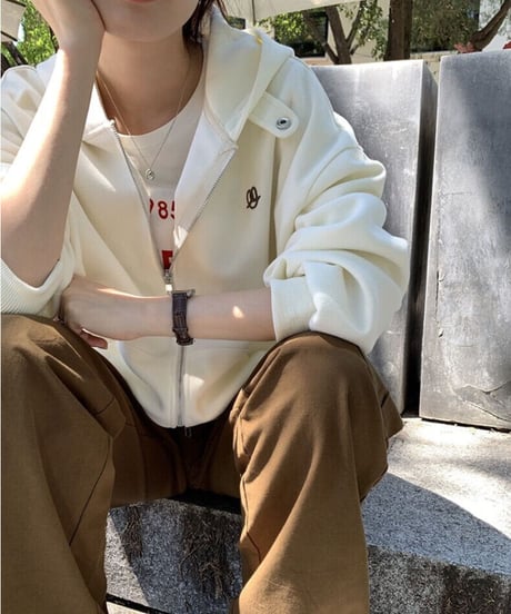 zipper daily hoodie/2color