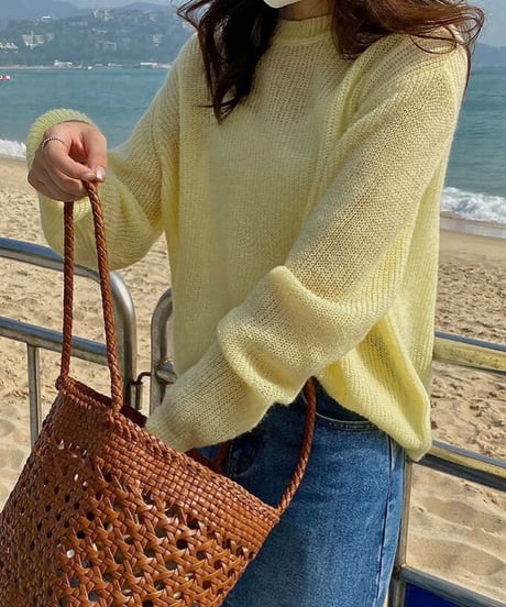 u neck sheer knit/5color