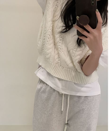 drop shoulder cable vest/5color