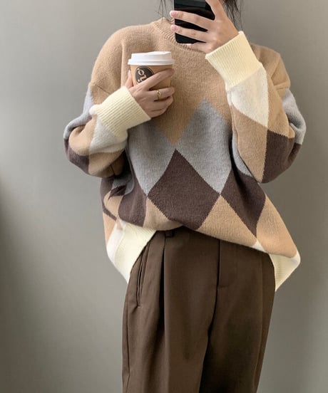 big diamond pattern knit/3color