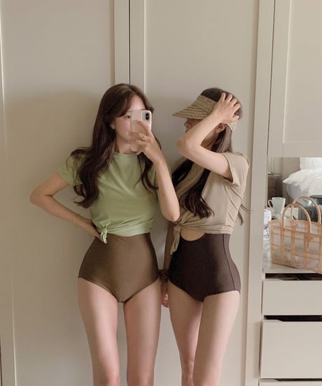 swimsuit & T-shirt set/4color