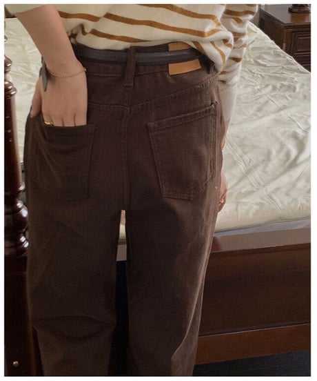brown straight denim