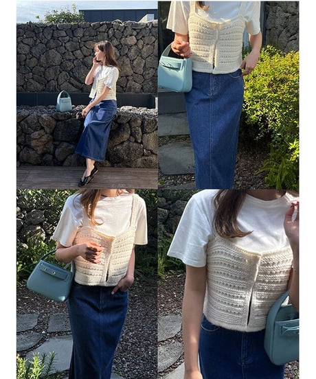 side slit denim long skirt