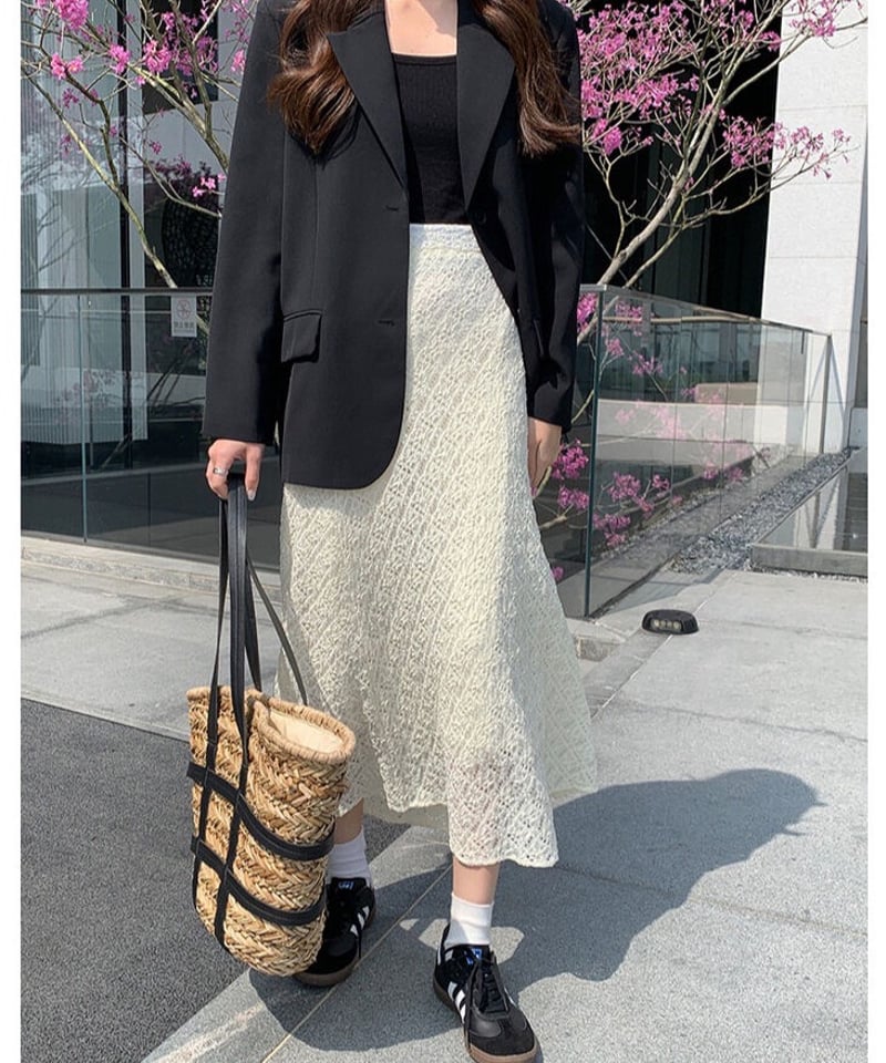 lace long skirt | as.style