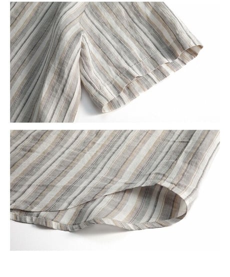 linen 100% stripe shirt/2color