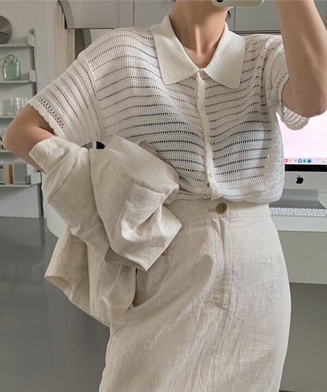sheer border shirt/2color