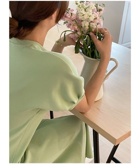 puff sleeve simple dress/3color