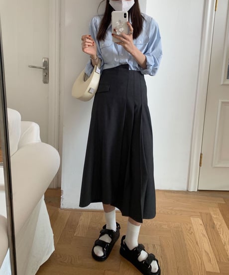 asymmetry design skirt/2color