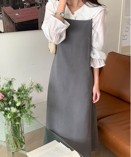 back shirring camisole dress/2color
