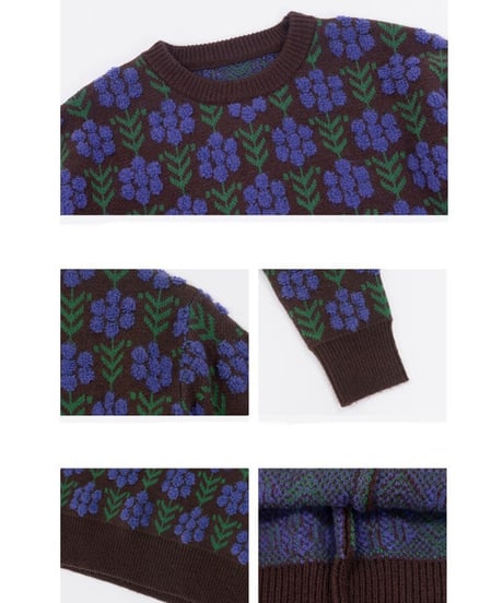 [OUTLET]retro flower knit pullover