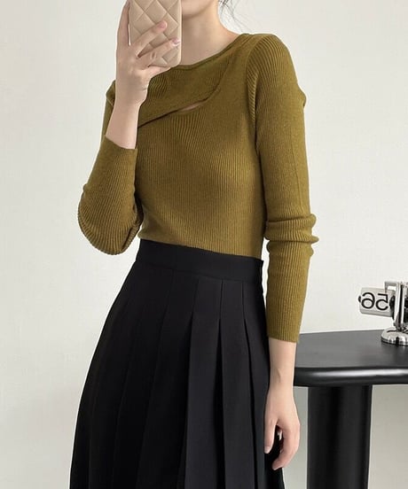 asymmetry rib knit/4color