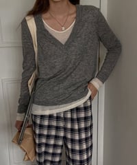 [OUTLET]V neck layered long-T/3color(ネコポス)