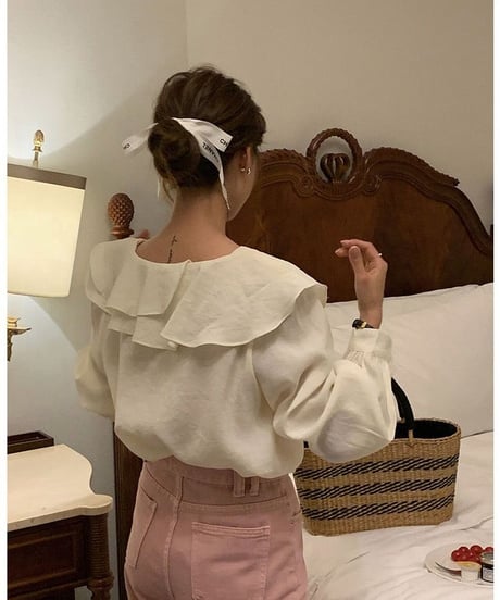 frill collar blouse/2color