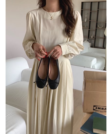 [OUTLET]pleats long dress/2color