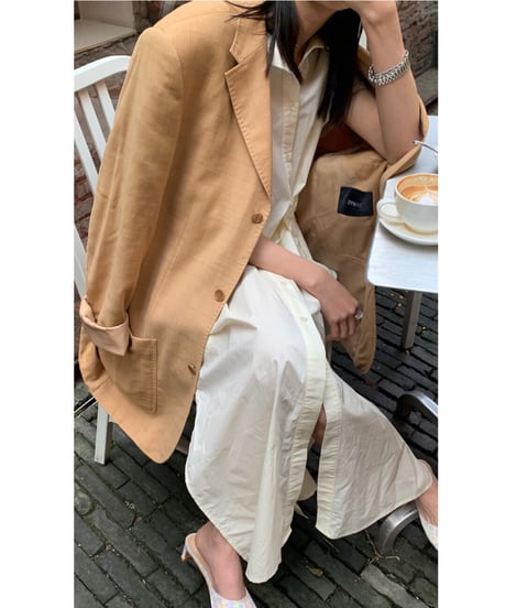 french sleeve long shirt dress/2color